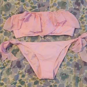 Victoria’s Secret light pink ruffle string bikini